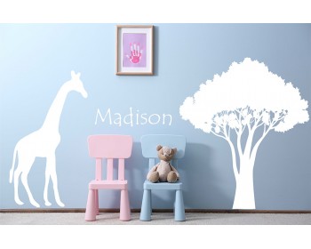 Giraffe Safari Wall Decal - customized name decal, African Decal, Nature Wall Decal,nursery wall sticker Giraffe Silhouette 